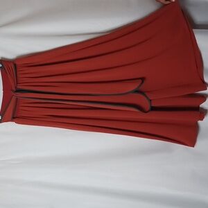 Blue S. Women's Burgundy  Wide Leg  Pants Tie Belt With Blue Binding. Size S